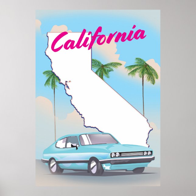 Póster Cartel de vacaciones al estilo vintage de Californ (Frente)