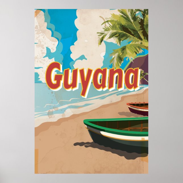 Póster Cartel de vacaciones antiguas de Guyana (Frente)
