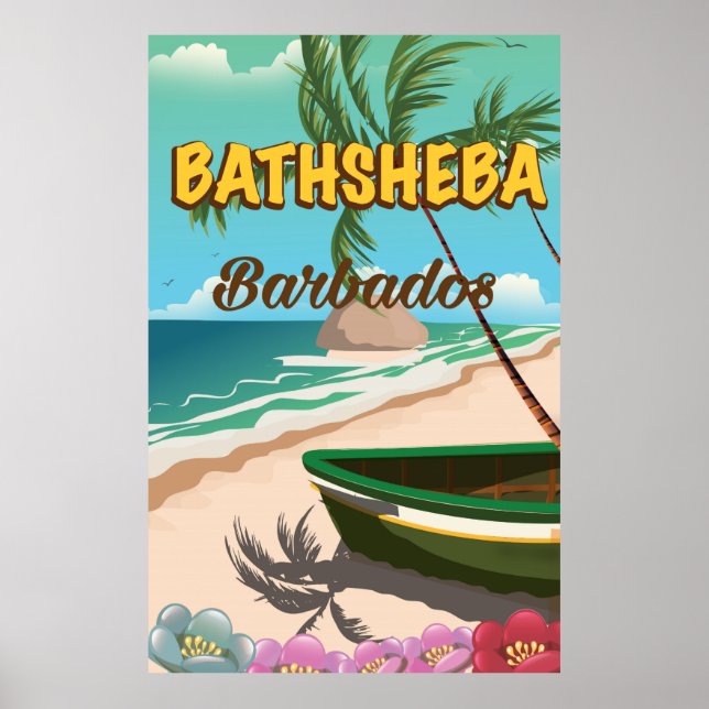 Póster Cartel de vacaciones de Bathsheba Beach Barbados (Frente)