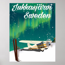 Póster Cartel de vacaciones de luces del norte de Jukkasj