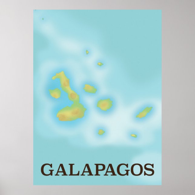 Póster cartel de vacaciones del mapa de Galapagos (Frente)