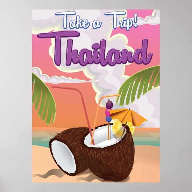Póster cartel de vacaciones en la playa de Tailandia (Frente)