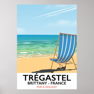 Póster Cartel de vacaciones en la playa de Trégastel, Bre