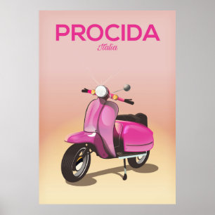 Póster Cartel de vacaciones en scooter en Procida Italia