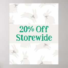 Póster Cartel de venta de conejo, cartel de venta con 20%