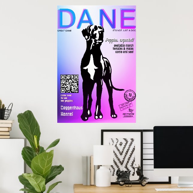 Póster cartel de venta de perro de diseño (Oficina en casa)