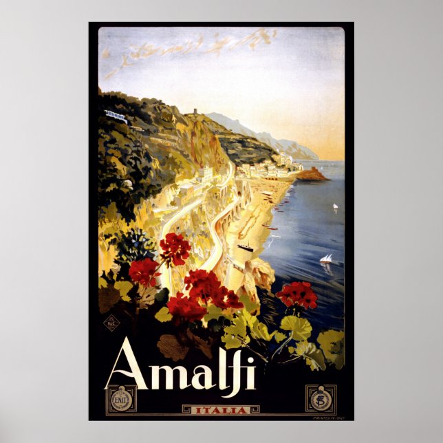 Póster Cartel de viaje a Amalfi, Italia (Frente)