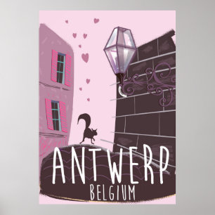 Póster Cartel de viaje a Amberes, Bélgica