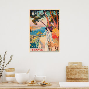 Póster Cartel de viaje a Antibes, Francia