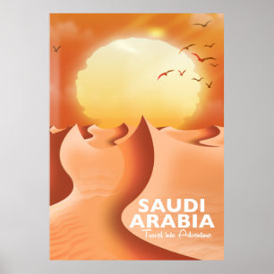 Póster Cartel de viaje a Arabia Saudita por vía aérea