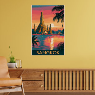 Póster Cartel de viaje a Bangkok, Tailandia