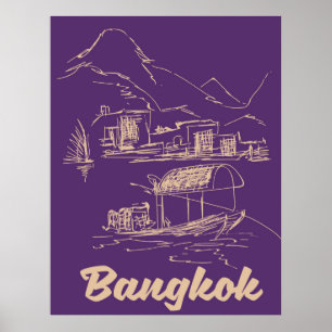 Póster Cartel de viaje a Bangkok, Tailandia