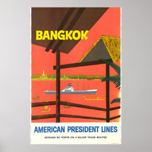 Póster Cartel de viaje a Bangkok Tailandia