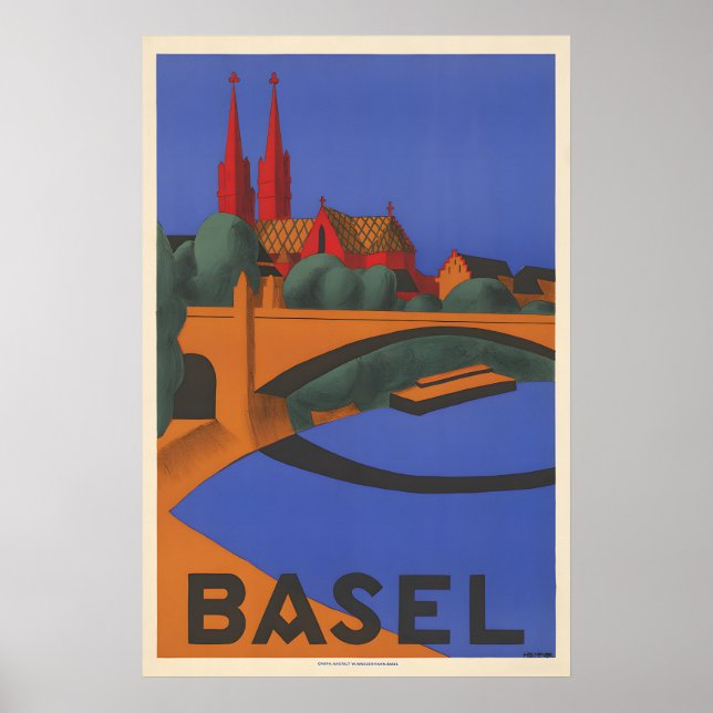 Póster Cartel de viaje a Basilea Suiza (Frente)