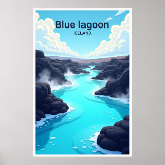 Póster Cartel de viaje a Blue Lagoon Islandia