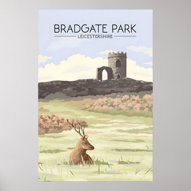 Póster Cartel de viaje a Bradgate Park Leicestershire (Frente)