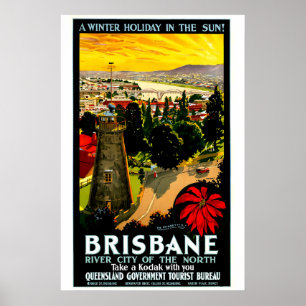 Póster Cartel de viaje a Brisbane Australia años 20 IMPRE