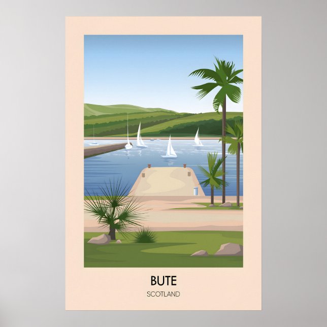Póster Cartel de viaje a Bute Escocia (Frente)