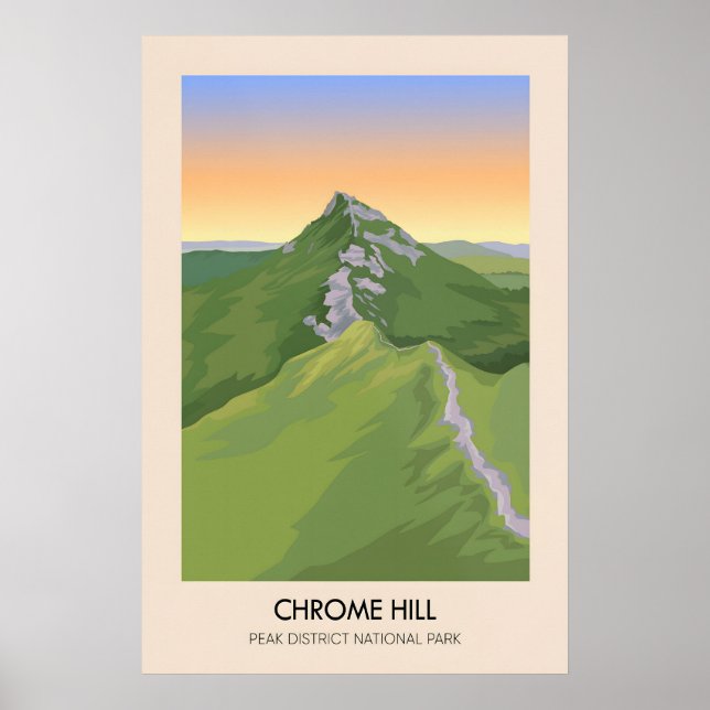 Póster Cartel de viaje a Chrome Hill Peak District (Frente)