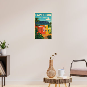 Póster Cartel de viaje a Ciudad del Cabo, Sudáfrica,