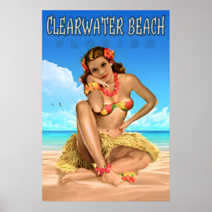 Póster Cartel de viaje a Clearwater Beach Florida Águila 