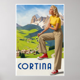 Póster Cartel de viaje a Cortina, Italia
