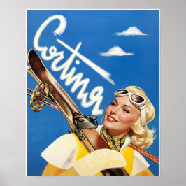 Póster Cartel de viaje a Cortina, Italia