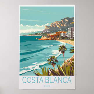 Póster Cartel de viaje a Costa Blanca España, España Cost