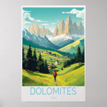 Cartel de viaje a Dolomitas Italia