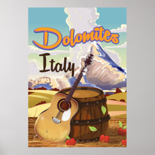 Póster Cartel de viaje a Dolomitas Italia