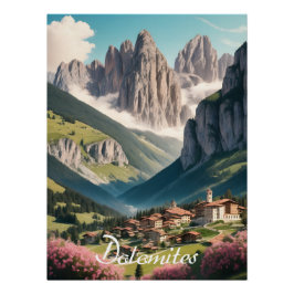 Póster Cartel de viaje a Dolomitas Italia