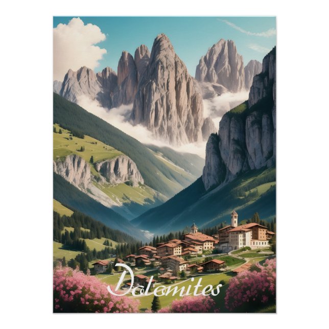 Póster Cartel de viaje a Dolomitas Italia (Anverso)