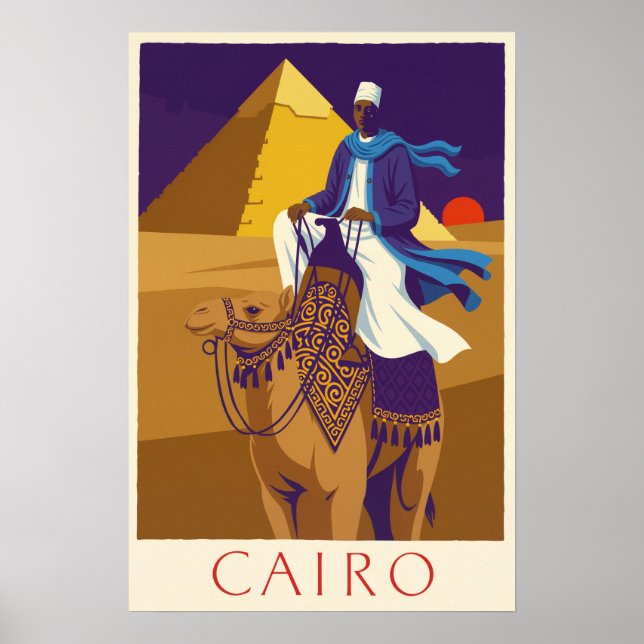 Póster cartel de viaje a El Cairo, Egipto (Frente)