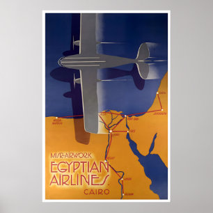 Póster Cartel de viaje a El Cairo Egyptian Airlines Impre