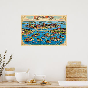 Póster Cartel de viaje a Estocolmo Suecia