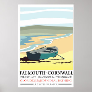 Póster Cartel de viaje a Falmouth Cornwall