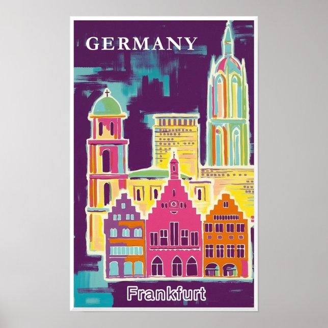 Póster cartel de viaje a Fráncfort, Alemania (Frente)