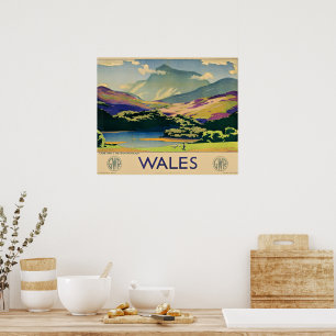 Póster cartel de viaje a Gales