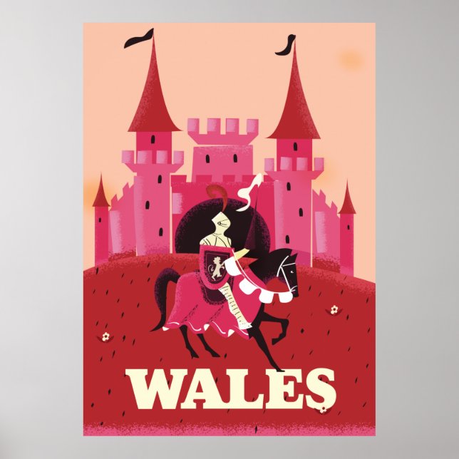 Póster Cartel de viaje a Gales. (Frente)