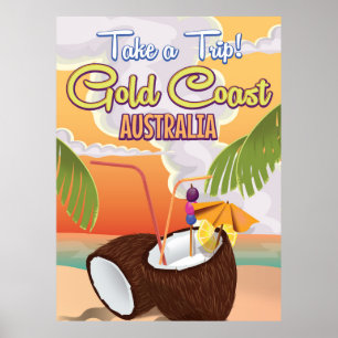 Póster Cartel de viaje a Gold Coast, Australia