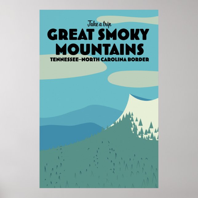 Póster Cartel de viaje a Great Smoky Mountains. (Frente)