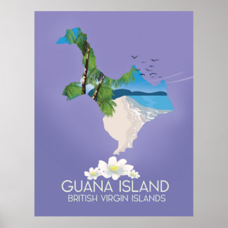 Póster Cartel de viaje a Guana Island Islas Vírgenes Brit