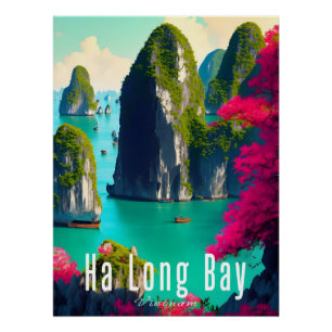 Póster Cartel de viaje a Ha Long Bahía Vietnam