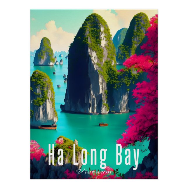 Póster Cartel de viaje a Ha Long Bahía Vietnam (Anverso)