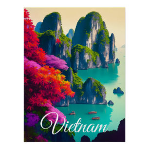 Póster Cartel de viaje a Ha Long Bay Vietnam