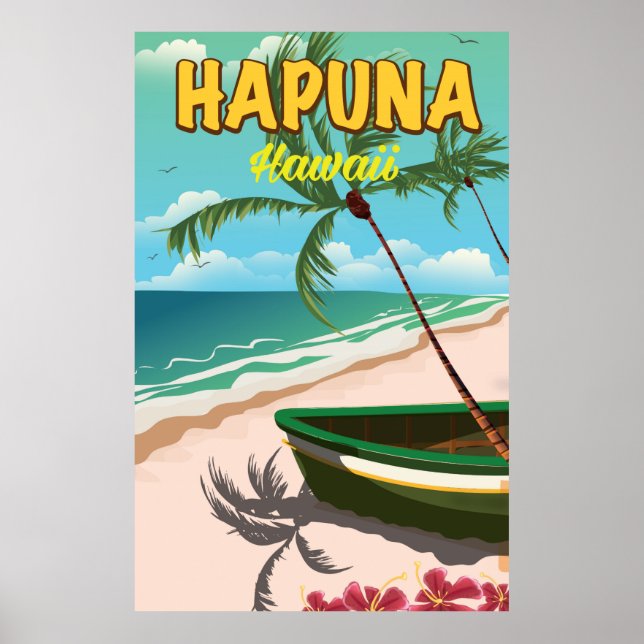 Póster Cartel de viaje a Hapuna Hawaii (Frente)