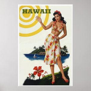 Póster Cartel de viaje a Hawaii