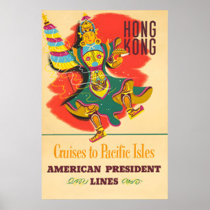 Póster Cartel de viaje a Hong Kong - Líneas del President