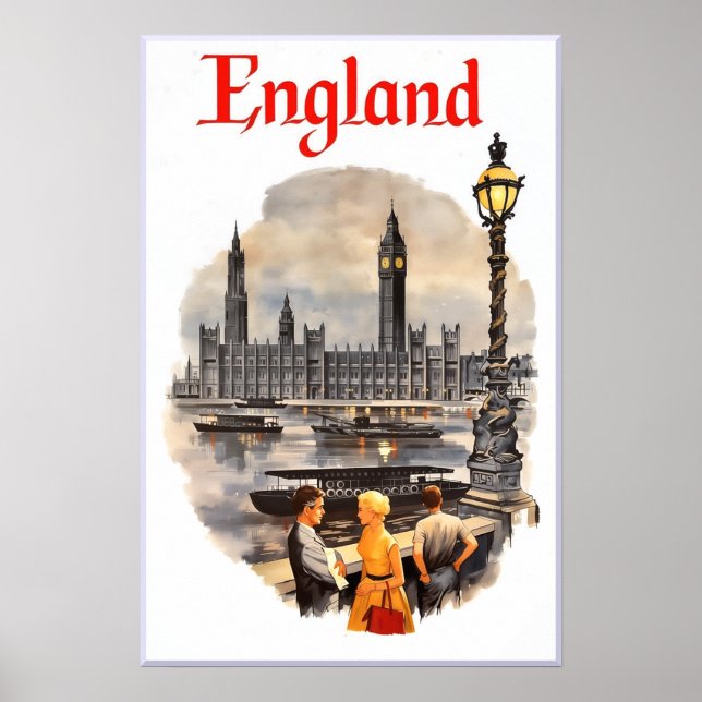 Póster cartel de viaje a Inglaterra (Frente)