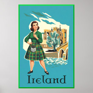 Póster Cartel de viaje a Irlanda